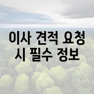 이사 견적 요청 시 필수 정보