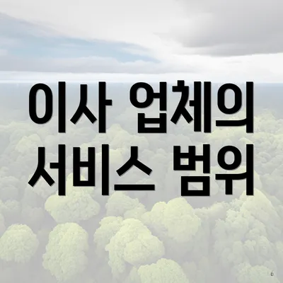 이사 업체의 서비스 범위