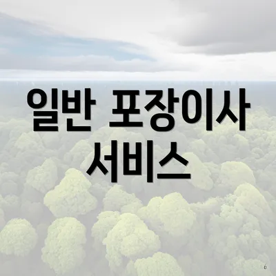 일반 포장이사 서비스