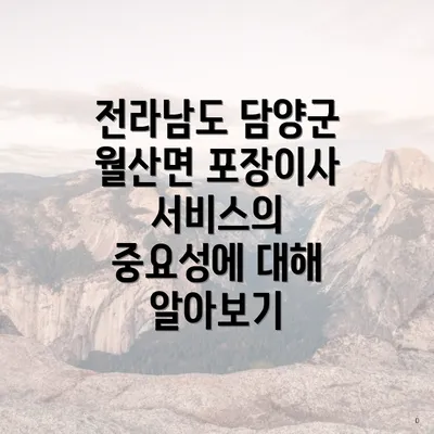 전라남도 담양군 월산면 포장이사 서비스의 중요성에 대해 알아보기