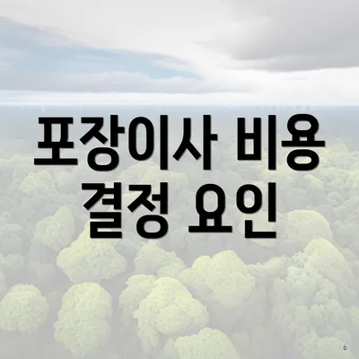 포장이사 비용 결정 요인