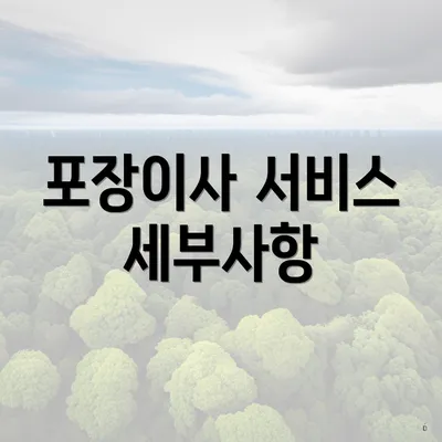 포장이사 서비스 세부사항