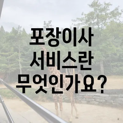 포장이사 서비스란 무엇인가요?