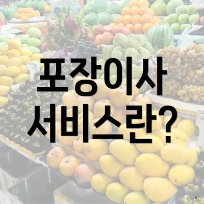 포장이사 서비스란?