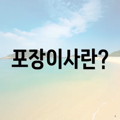 포장이사란?