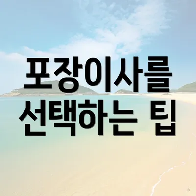 포장이사를 선택하는 팁