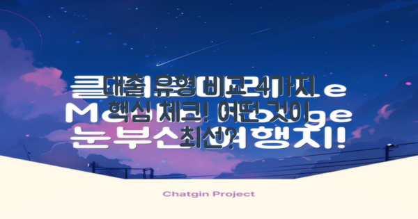 4가지 대출 유형 비교