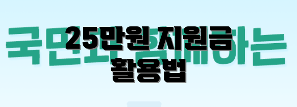 25만원 지원금 활용법
