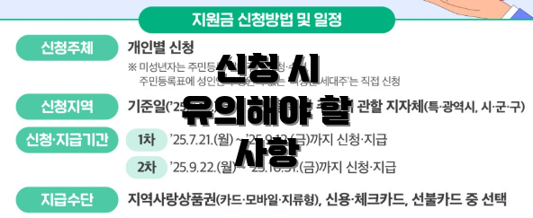 신청 시 유의해야 할 사항